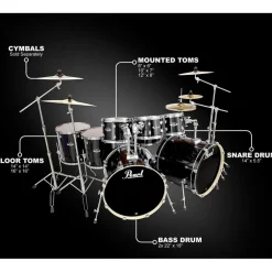 Pearl Export Double Bass 8-Piece Drum Set Jet Black