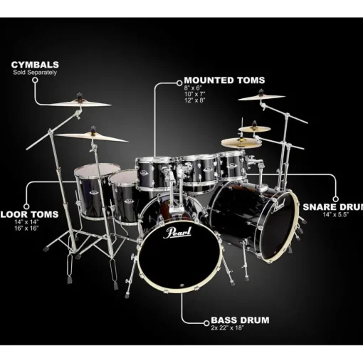 Pearl Export Double Bass 8-Piece Drum Set Jet Black