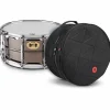 Pork Pie Big Black Brass Snare Drum With Tube Lugs and Chrome Hardware With Road Runner Bag