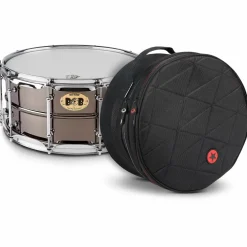 Pork Pie Big Black Brass Snare Drum With Tube Lugs and Chrome Hardware With Road Runner Bag