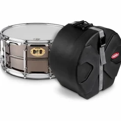 Pork Pie Big Black Brass Snare Drum With Tube Lugs and Chrome Hardware With SKB Case