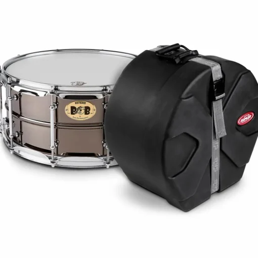 Pork Pie Big Black Brass Snare Drum With Tube Lugs and Chrome Hardware With SKB Case