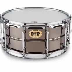 Pork Pie Big Black Brass Snare Drum With Tube Lugs and Chrome Hardware With SKB Case
