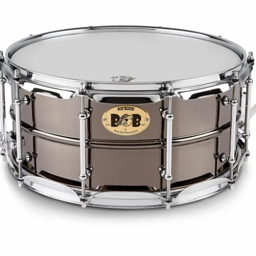 Pork Pie Big Black Brass Snare Drum With Tube Lugs and Chrome Hardware With SKB Case