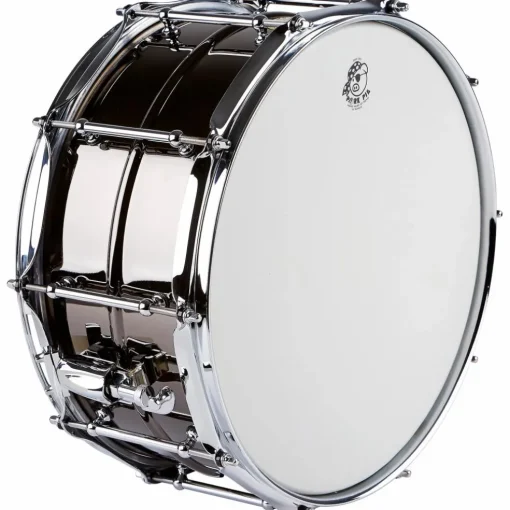Pork Pie Big Black Brass Snare Drum With Tube Lugs and Chrome Hardware With SKB Case