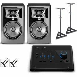 PreSonus Quantum ES2 Audio Interface With JBL 3 Series Studio Monitor Pair (Cables & Stands Included) 305MKII