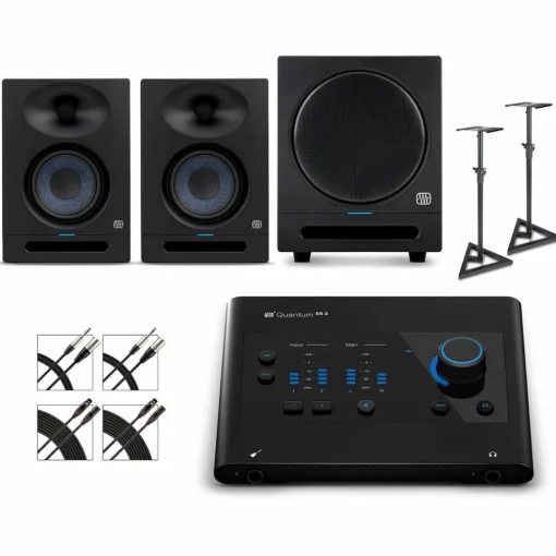 PreSonus Quantum ES2 Audio Interface with Eris 2nd Gen Studio Monitor Pair & SUB8BT (Cables & Stands Included)