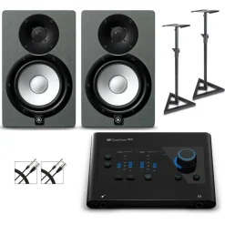 PreSonus Quantum ES2 Audio Interface with Yamaha HS Series Studio Monitor Pair (Cables & Stands Included) HS5 SG