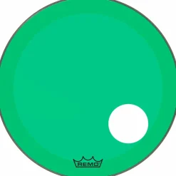 Remo Powerstroke P3 Colortone Green Resonant Bass Drum Head With 5" Offset Hole 22 in.