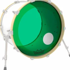 Remo Powerstroke P3 Colortone Green Resonant Bass Drum Head With 5" Offset Hole 22 in.