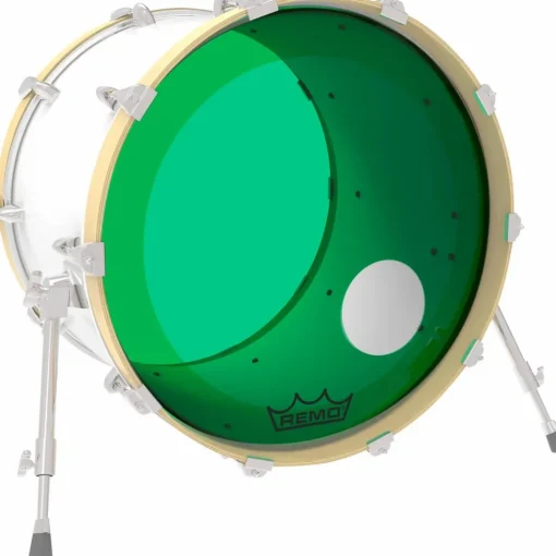 Remo Powerstroke P3 Colortone Green Resonant Bass Drum Head With 5" Offset Hole 22 in.