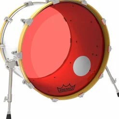 Remo Powerstroke P3 Resonant Colortone Red Bass Drum Head With 5" Offset Hole 22 in.