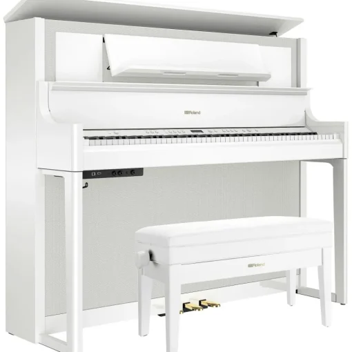 Roland LX708 Premium Digital Upright Piano With Bench Polished White