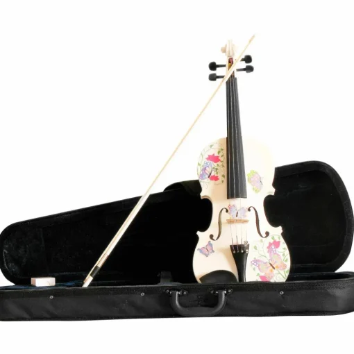 Rozanna's Violins Butterfly Dream White Glitter Series Violin Outfit 4/4
