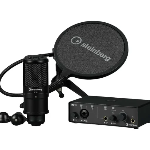Steinberg IXO12 B Podcast Pack with Mic, Table Top Stand, & Pop Screen