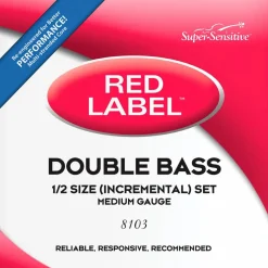 Super Sensitive Red Label Series Double Bass String Set 1/2 Size, Medium