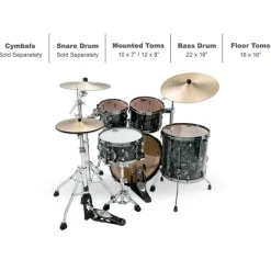 TAMA Starclassic Maple 4-Piece Shell Pack With 22" Bass Drum and Black Nickel Shell Hardware Charcoal Swirl