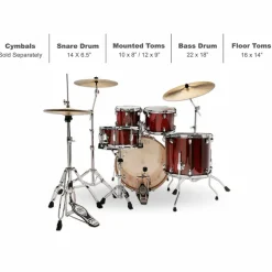 TAMA Superstar Classic Exotix 5-Piece Shell Pack With 22" Bass Drum Gloss Garnet Lacebark Pine