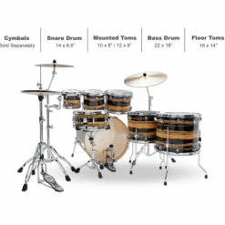 TAMA Superstar Classic 7-Piece Shell Pack Natural Ebony Tiger Wrap