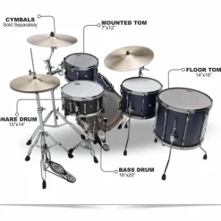 TAMA Superstar Hyper-Drive Duo 4-Piece Shell Pack Satin Blue Vertical Stripe
