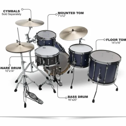 TAMA Superstar Hyper-Drive Duo 4-Piece Shell Pack Satin Blue Vertical Stripe