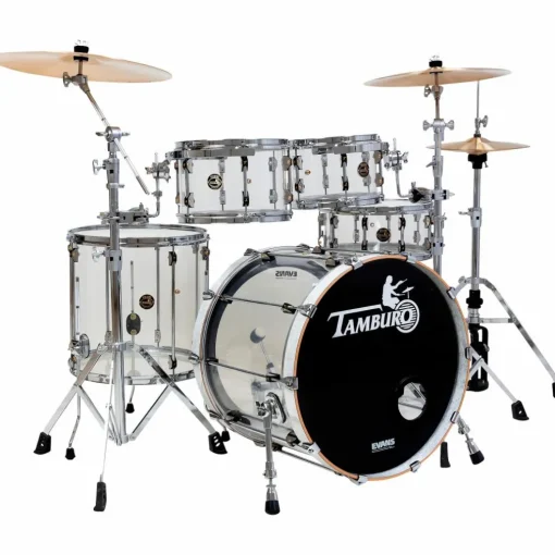TAMBURO Volume Series 5-Piece Seamless-Acrylic Shell Pack With 22" Bass Drum Clear