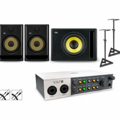 Universal Audio Volt 4 with KRK ROKIT G5 Studio Monitor Pair & S10 Subwoofer (Stands & Cables Included) ROKIT 8