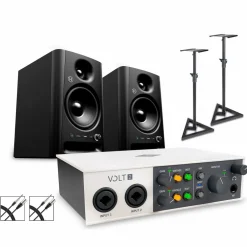Universal Audio Volt 2 With Harbinger Studio Monitor Pair, Stands & Cables SM505