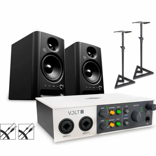 Universal Audio Volt 2 With Harbinger Studio Monitor Pair, Stands & Cables SM505