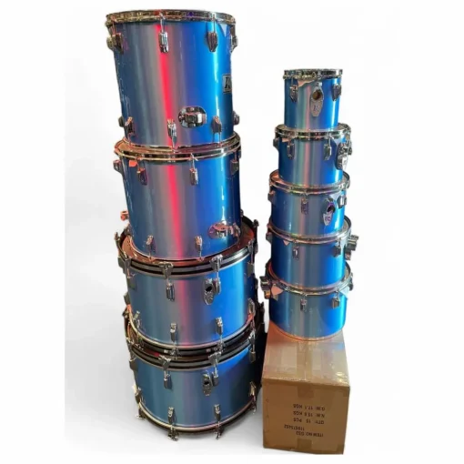 Used 1981 Rogers 9 Piece STUDIO TEN Metallic Blue Drum Kit