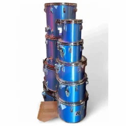 Used 1981 Rogers 9 Piece STUDIO TEN Metallic Blue Drum Kit