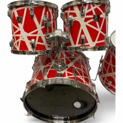 Used 1984 TAMA 4 piece SWINGSTAR VAN HALEN WRAP RED AND WHITE Drum Kit
