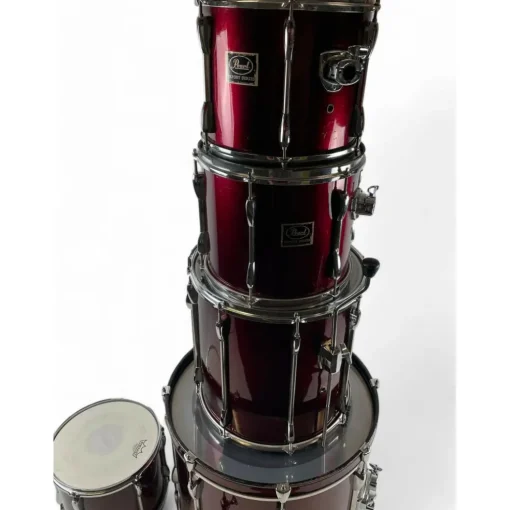 Used Pearl 5 piece Export Wine Red Drum Kit