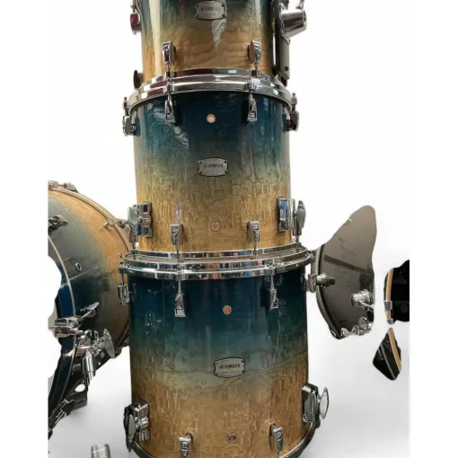 Used Yamaha 4 piece Phoenix Burled Ash Textured Sapphire Fade Drum Kit