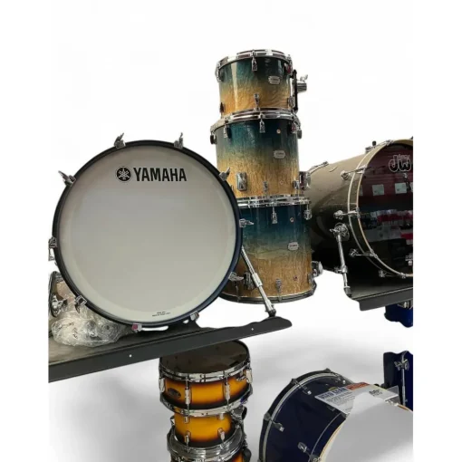 Used Yamaha 4 piece Phoenix Burled Ash Textured Sapphire Fade Drum Kit