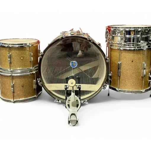 Vintage 1965 Ludwig 5 Piece 5pc Kit Gold Sparkle W/Chrome Snare Gold Sparkle Drum Kit