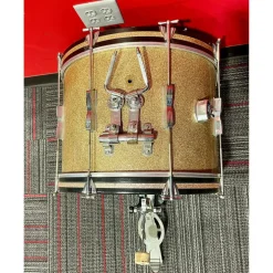 Vintage 1965 Ludwig 5 Piece 5pc Kit Gold Sparkle W/Chrome Snare Gold Sparkle Drum Kit