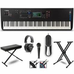 Yamaha MODX8+ Synthesizer With Stand, Pedal, Bench, Microphone and Cables