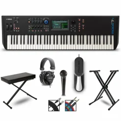 Yamaha MODX7+ Synthesizer With Stand, Pedal, Bench, Microphone and Cables
