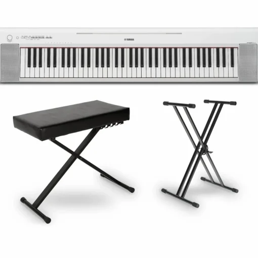 Yamaha Piaggero NP-35 76-Key Portable Keyboard Essentials Bundle White
