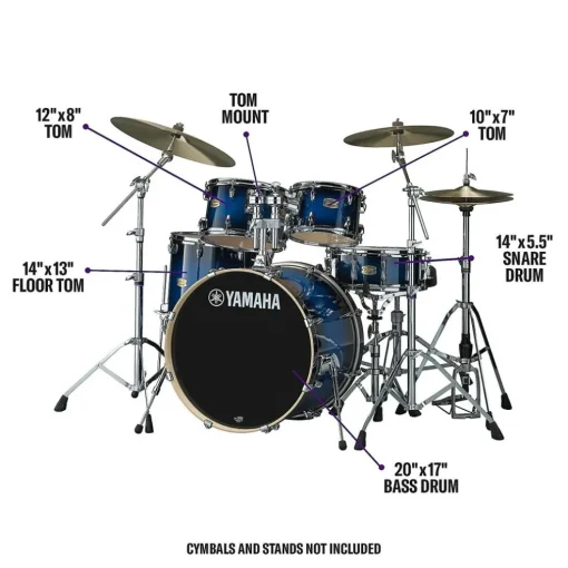 Yamaha Stage Custom Birch 5-Piece Shell Pack With 20" Bass Drum Deep Blue Sunburst