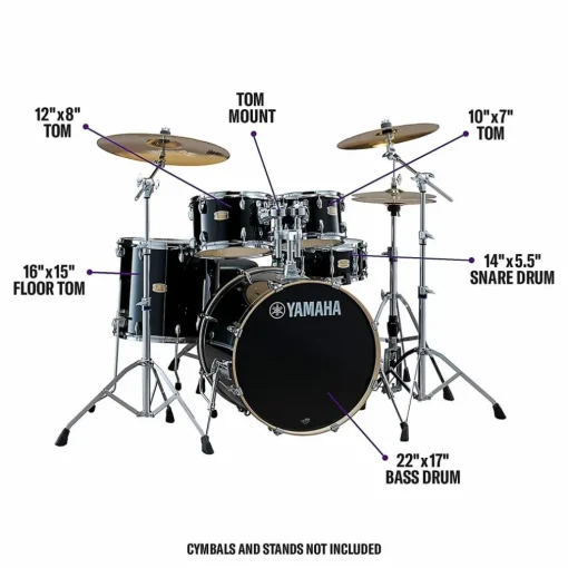 Yamaha Stage Custom Birch 5-Piece Shell Pack With 22" Bass Drum Raven Black