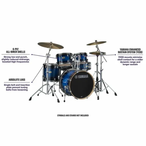 Yamaha Stage Custom Birch 5-Piece Shell Pack With 20" Bass Drum Deep Blue Sunburst