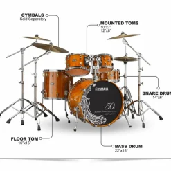 Yamaha 50th Anniversary 5-Piece Curly Maple Shell Pack Antique Natural