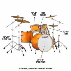 Yamaha Tour Custom Maple 4-Piece Shell Pack With 20" Bass Drum Caramel Satin