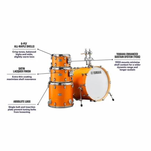 Yamaha Tour Custom Maple 4-Piece Shell Pack With 20" Bass Drum Caramel Satin